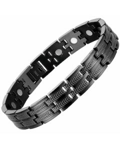 Tire Pattern Black Titanium Bracelet