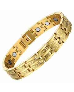 Tire Pattern Yellow Plated Titanium Bracelet