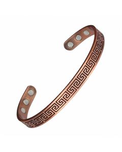 Greek Key Patterned Copper Bangle
