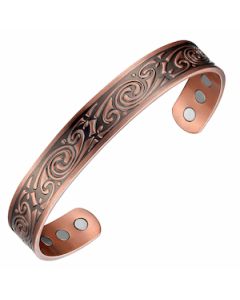 Swirl Scrollwork Pattern Copper Bangle