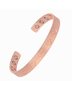 Heart Pattern High Polished Copper Bangle