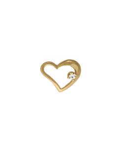 10K Yellow Gold Floating Heart Pendant with Stone