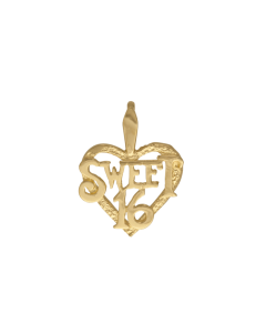 10K Yellow Gold "Sweet 16"  Heart Pendant