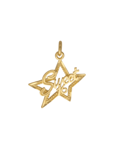 10K Yellow Gold Super Star Sweet 16 Pendant