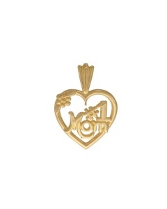 10K Yellow Gold Cute Heart "#1 Mom" Pendant