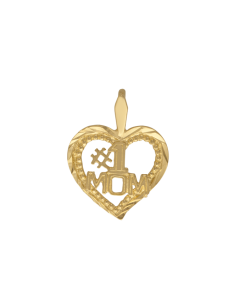 10K Yellow Gold Fancy Heart "#1 Mom" Pendant