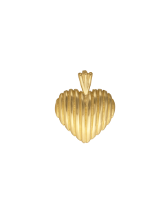 10K Yellow Gold Striped Heart Pendant