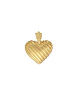 10K Yellow Gold Slanted Striped Heart Pendant