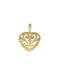 10K Yellow Gold Vines Covered Heart Pendant