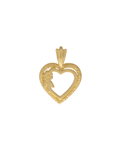 10K Yellow Gold Flower Heart Pendant