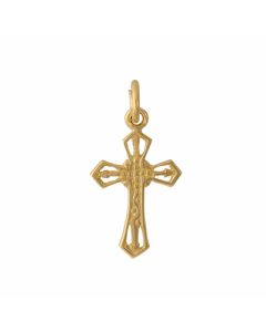 10K Yellow Gold Tiny Bottony Cross Charm