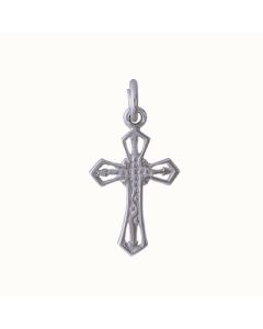 Silver Tiny Bottony Cross Charm