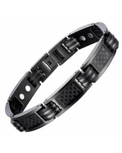 Black Carbon Fiber on Black Titanium Bracelet