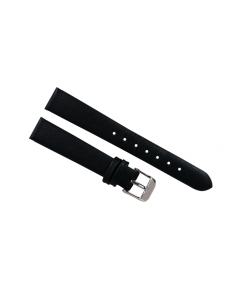 14mm Black Long Smooth Plain Leather Watch Band