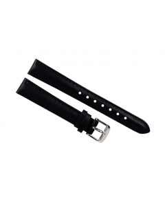 15mm Black Smooth Heavy Padded Row Stitched Leather Watch Band
