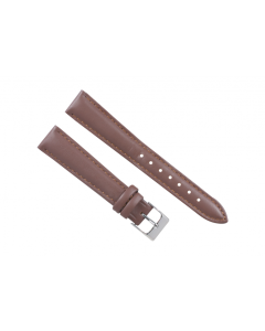 15mm Light Brown Plain Stitched Style Leather Watch Band