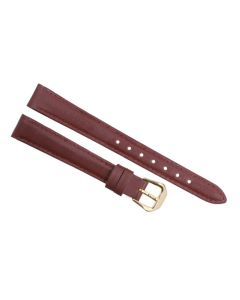 15mm Burgundy Plain Stitched Style Leather Watch Band