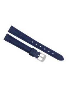 15mm Navy Blue Padded Stitched Crocodile Print Leather Watch Band