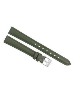 15mm Green Plain Stitched Style Leather Watch Band