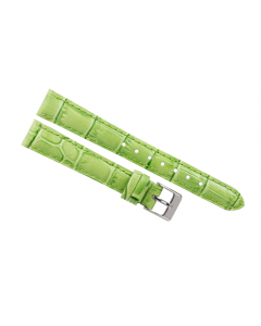 15mm Light Green Padded Stitched Crocodile Print Leather Watch Band