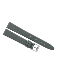 15mm Grey Plain Smooth Leather Watch Band