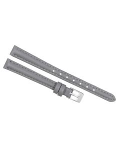 15mm Grey Plain Stitched Style Leather Watch Band