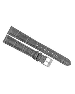 15mm Grey Padded Stitched Crocodile Print Leather Watch Band