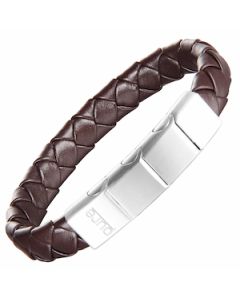 Brown Braided Genuine Leather Bracelet