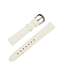 18mm White Flat Non Padded Lizard Print Leather Watch Bands