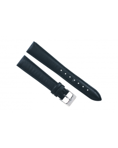 16mm Black Plain Stitched Style Leather Watch Bands