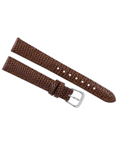 16mm Medium Brown Stitched Lizard Print Leather Watch Bands