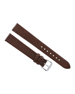 16mm Brown Flat Lizard Print Leather Watch Band