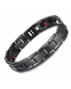 Classic Layered Brick Style Black Titanium Bracelet