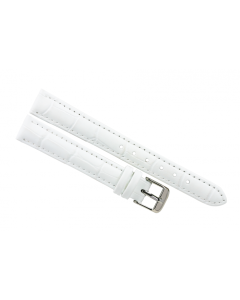 17mm White Padded Stitched Crocodile Print Leather Watch Bands