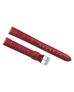17mm Red Padded Stitched Crocodile Print Leather Watch Band