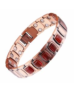 Red Agate Barrel Pattern Pure Copper Bracelet