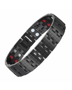 Puzzle Piece Pattern Black Stainless Steel Bracelet