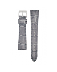 18mm Long Grey Padded Stitched Crocodile Print Leather Watch Band