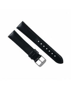 18mm Black Smooth Padded Stitched Leather Watch Band