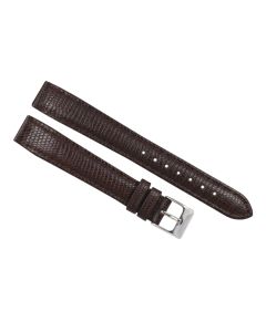 18mm Brown Padded Crocodile Print Taped Ends Leather Watch Band