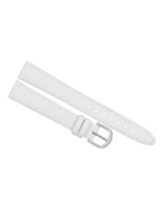 18mm White Plain Stitched Leather Watch Band