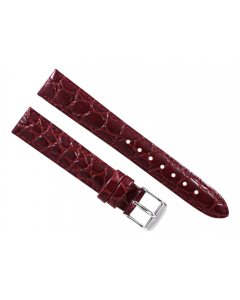 18mm Burgundy Raised Croco Grain Stitched Leather Watch Band