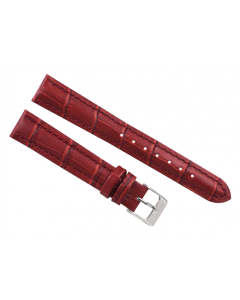 18mm Red Croco Grain Stitched Leather Watch Band