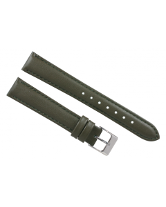 18mm Army Green Plain Padded Stitched Leather Watch Band