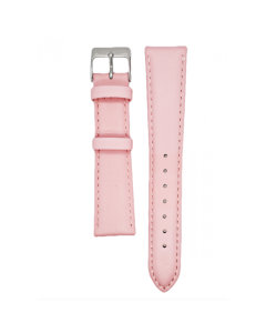 18mm Light Pink Plain Stitched Style Leather Watch Band