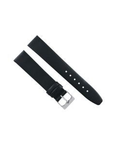 18mm Black Plain Smooth Leather Watch Band