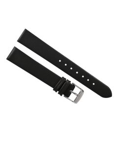 18mm Black Plain Padded Style Leather Watch Band 