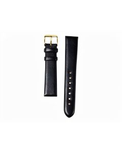18mm Black Plain Padded Style Leather Watch Band 