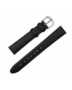 18mm Black Flat Non Padded Lizard Print Leather Watch Bands