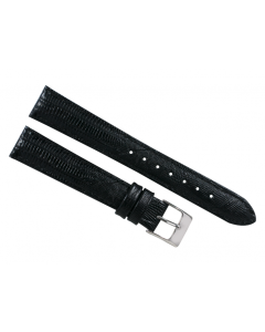 18mm Black Intense Crocodile Print Stitched leather Watch Band